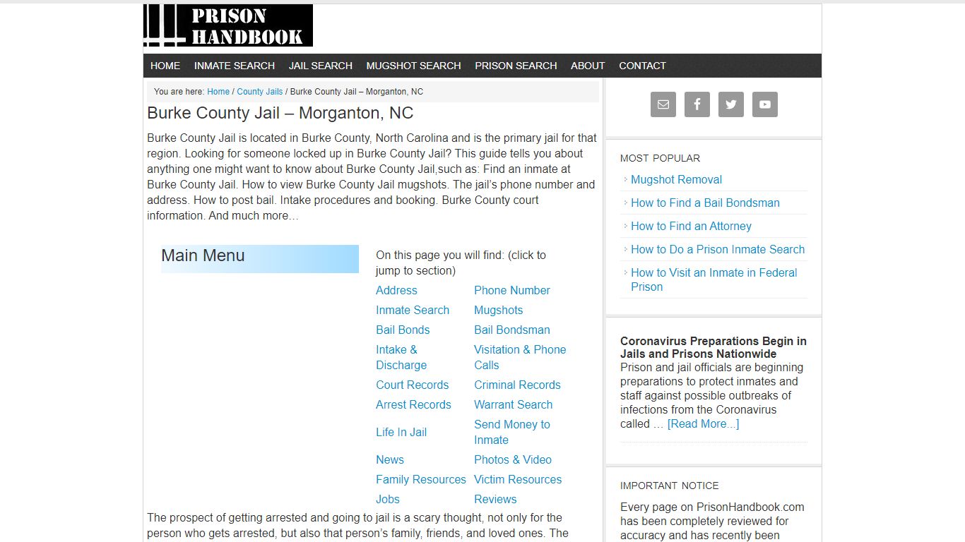 Burke County Jail – Morganton, NC - Prison Handbook