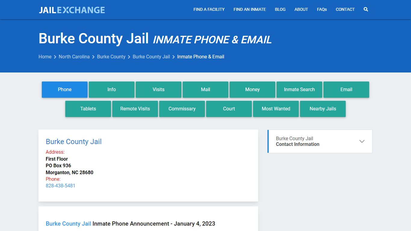 Inmate Phone - Burke County Jail, NC - Jail Exchange