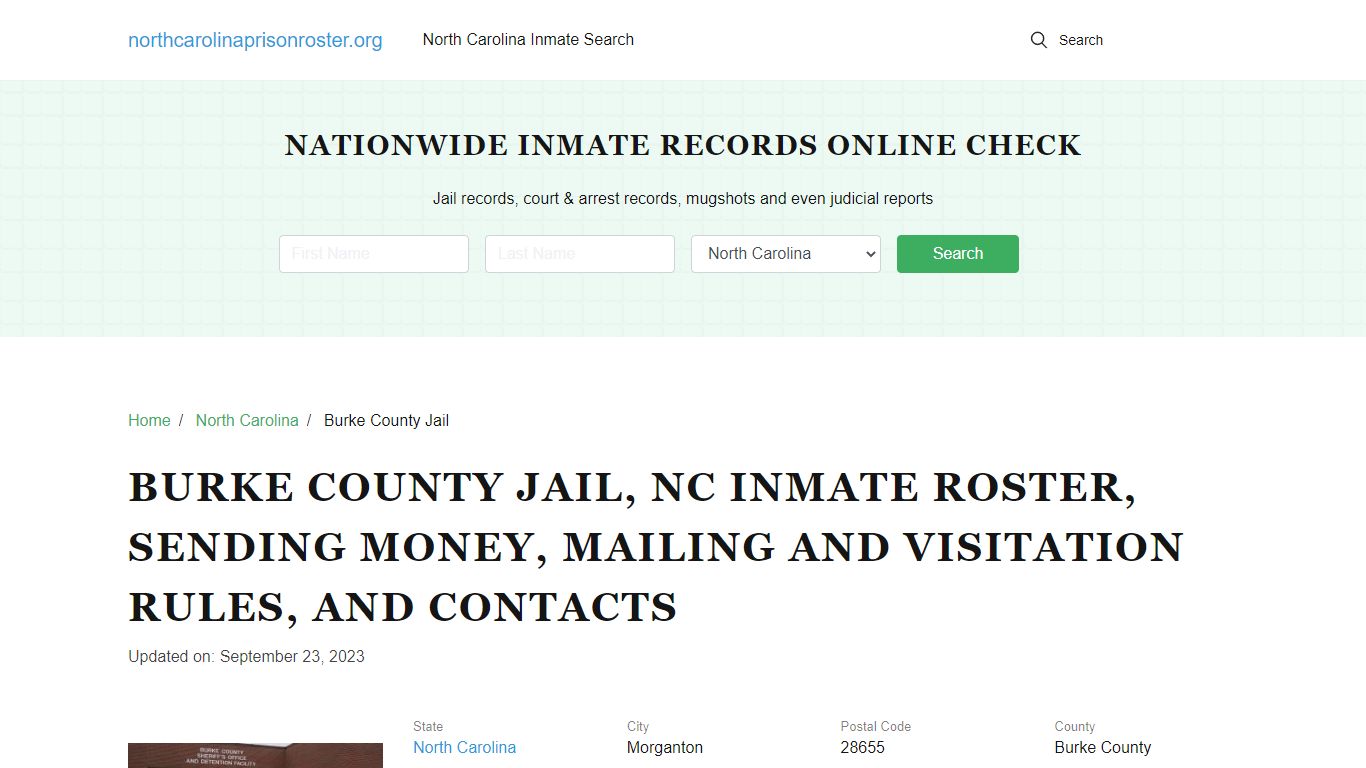 Burke County Jail, NC: Offender Search, Visitations & Contact Info